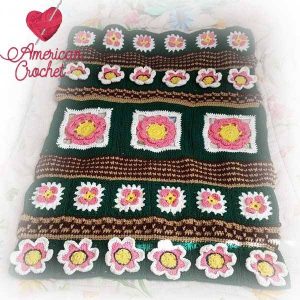 Fields Of Flowers Afghan | Free Crochet Pattern | American Crochet @americancrochet.com #freecrochetpattern #freecrochetalong