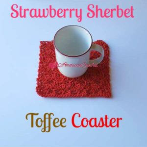 Strawberry Sherbet Toffee Coaster | Free Crochet Pattern | American Crochet @americancrochet.com #freecrochetpattern