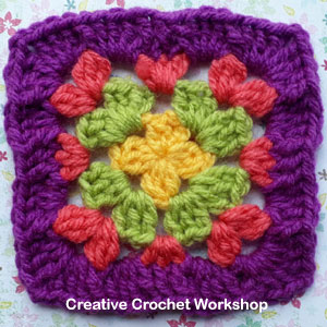 Groovy Cluster Granny Square | Creative Crochet Workshop @creativecrochetworkshop | American Crochet @americancrochet 