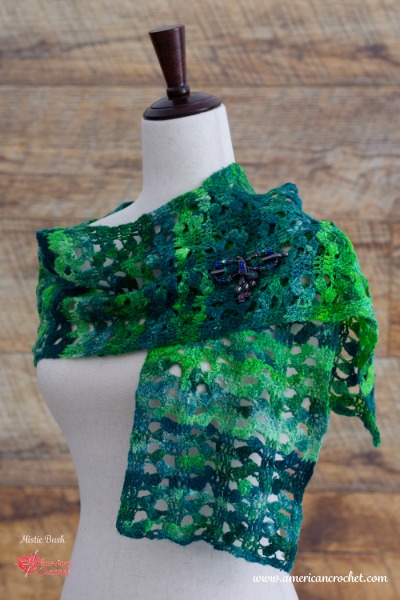 Emerald City Scarf – A Soft, Lacy Handspun Crochet Scarf